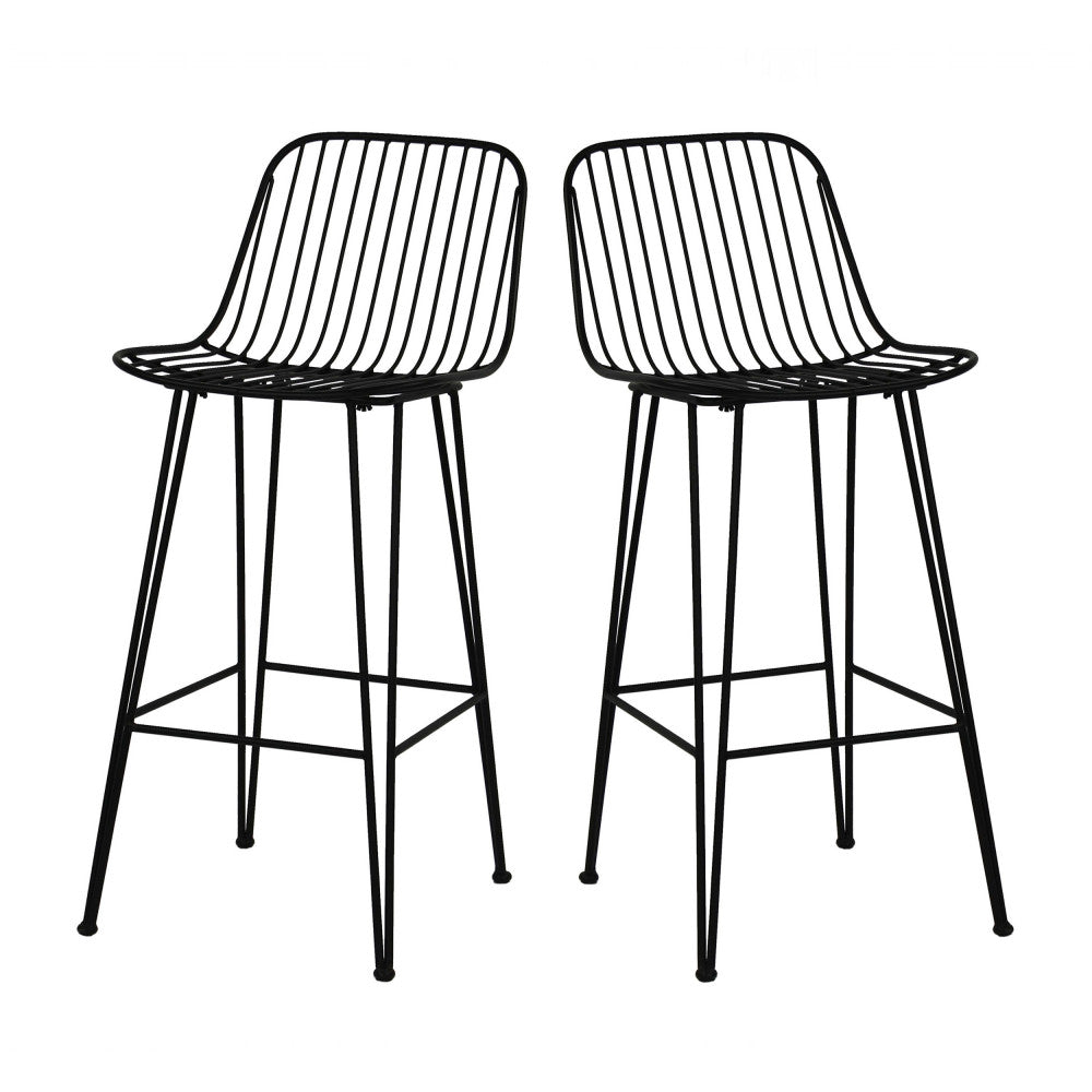 Ombra - Lot de 2 chaises de bar design en métal 67cm - Noir - 2