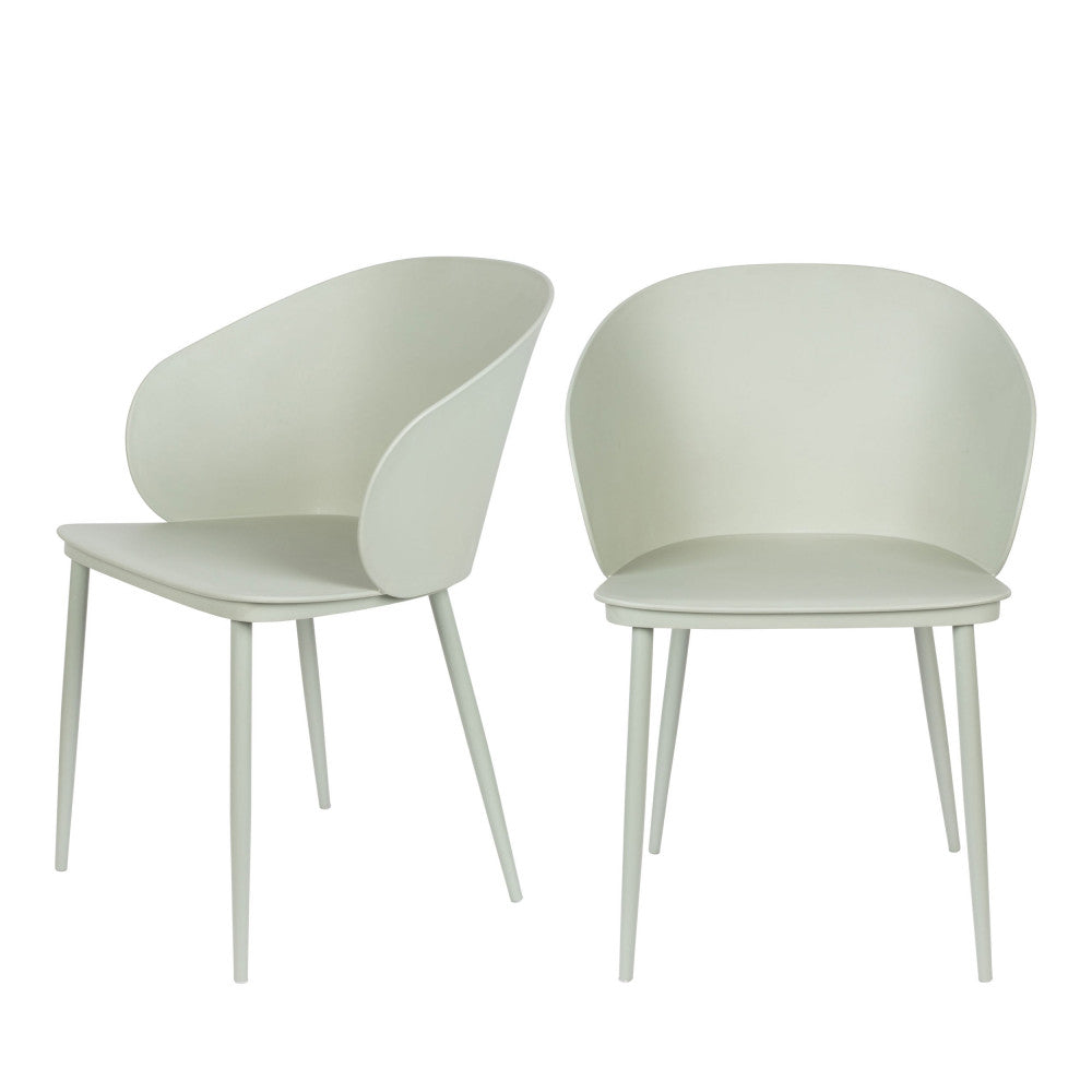 Gigi - Lot de 2 chaises en résine et métal - Vert d'eau - 2