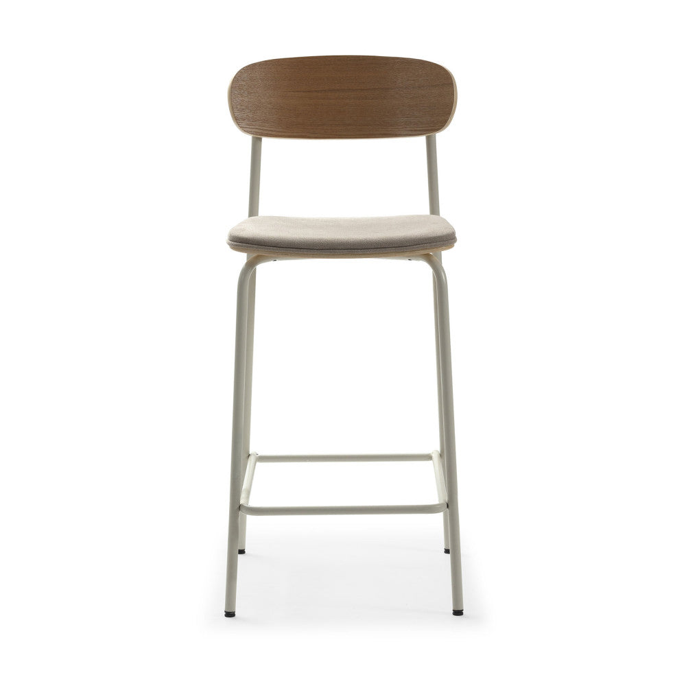Arno - Lot de 2 chaises de bar en tissu et métal H66cm - Beige - 2
