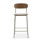 Arno - Lot de 2 chaises de bar en tissu et métal H66cm - Beige - 2