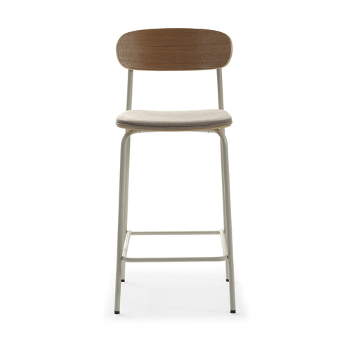 Arno - Lot de 2 chaises de bar en tissu et métal H66cm - Beige - 2