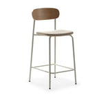 Arno - Lot de 2 chaises de bar en tissu et métal H66cm - Beige - 1