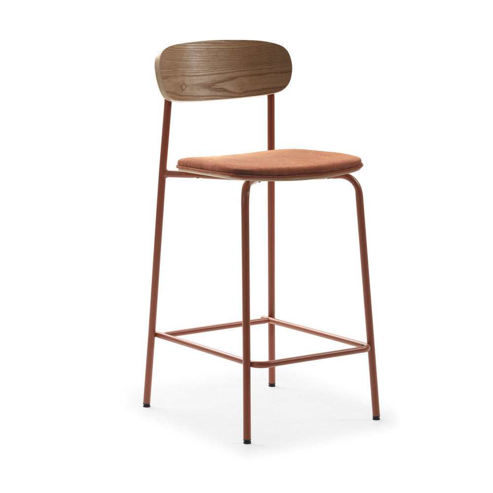 Arno - Lot de 2 chaises de bar en tissu et métal H66cm - Rouille - 2