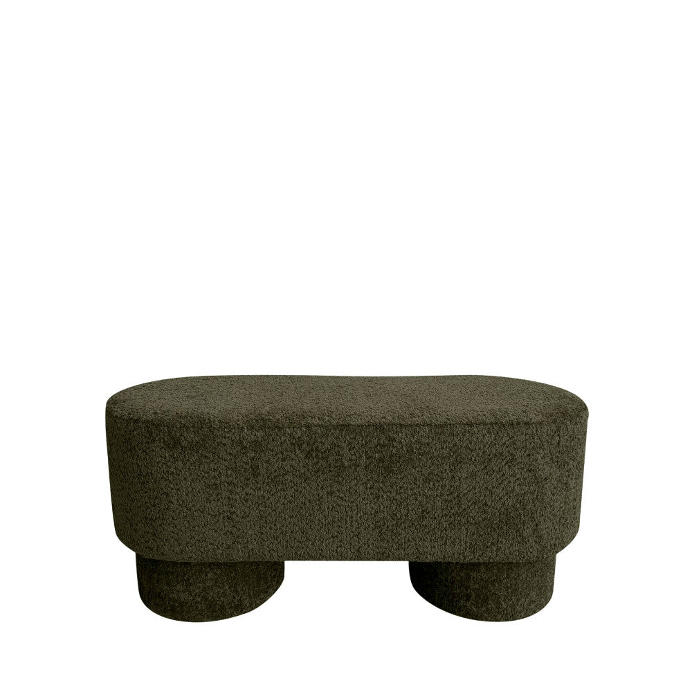 Arlo - Banc arrondie en tissu bouclette L92cm - Vert kaki - 2