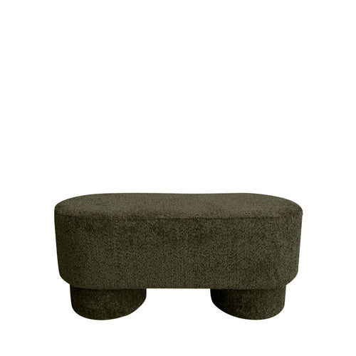 Arlo - Banc arrondie en tissu bouclette L92cm - Vert kaki - 2