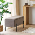 Watford - Banc coffre en tissu bouclette et métal L95cm - Marron glacé - 1
