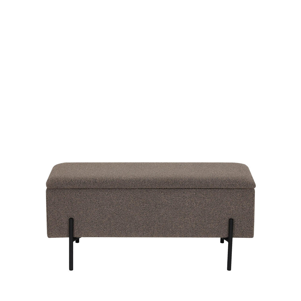 Watford - Banc coffre en tissu bouclette et métal L95cm - Marron glacé - 2