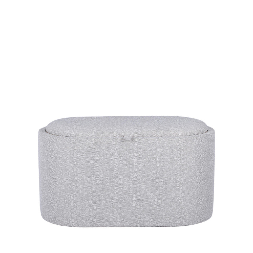 Zoé - Banc coffre en tissu convertible en table basse L77cm - Beige chiné - 2