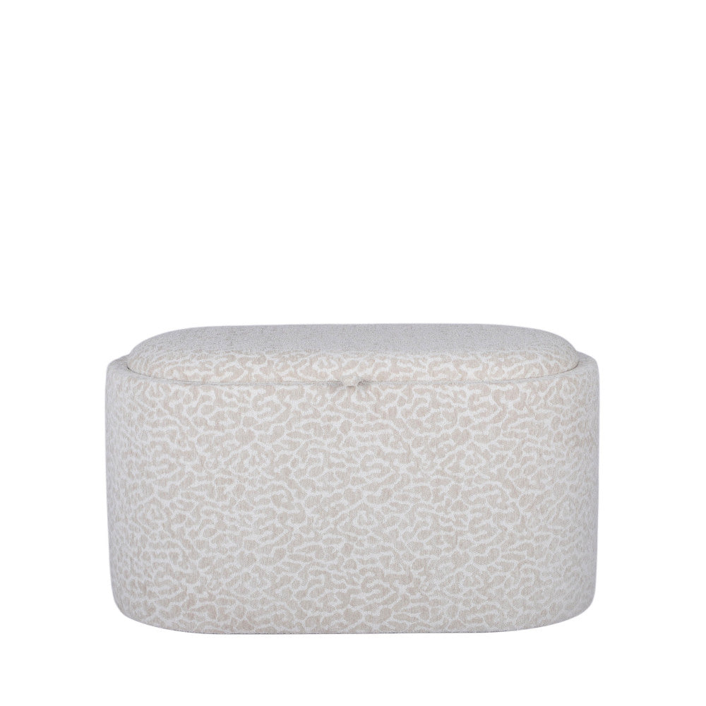 Zoé - Banc coffre imprimé léopard convertible en table basse L77cm - Beige - 2