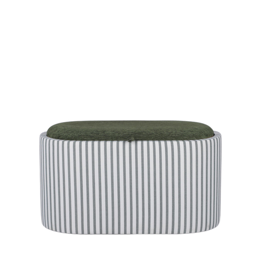 Zoé - Banc coffre à rayures convertible en table basse L77cm - Vert - 2