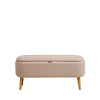 Harlow - Banc coffre en tissu bouclette et bois L95cm - Beige - 2