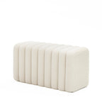 Leto - Banc rembourré en tissu bouclette L79cm - Blanc - 2