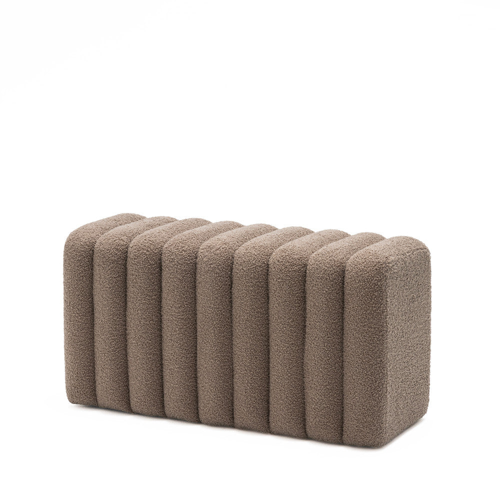 Leto - Banc rembourré en tissu bouclette L79cm - Taupe - 2