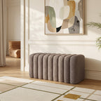 Leto - Banc rembourré en tissu bouclette L79cm - Taupe - 1