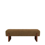 Sally - Banc en tissu et bois - Marron chiné - 2