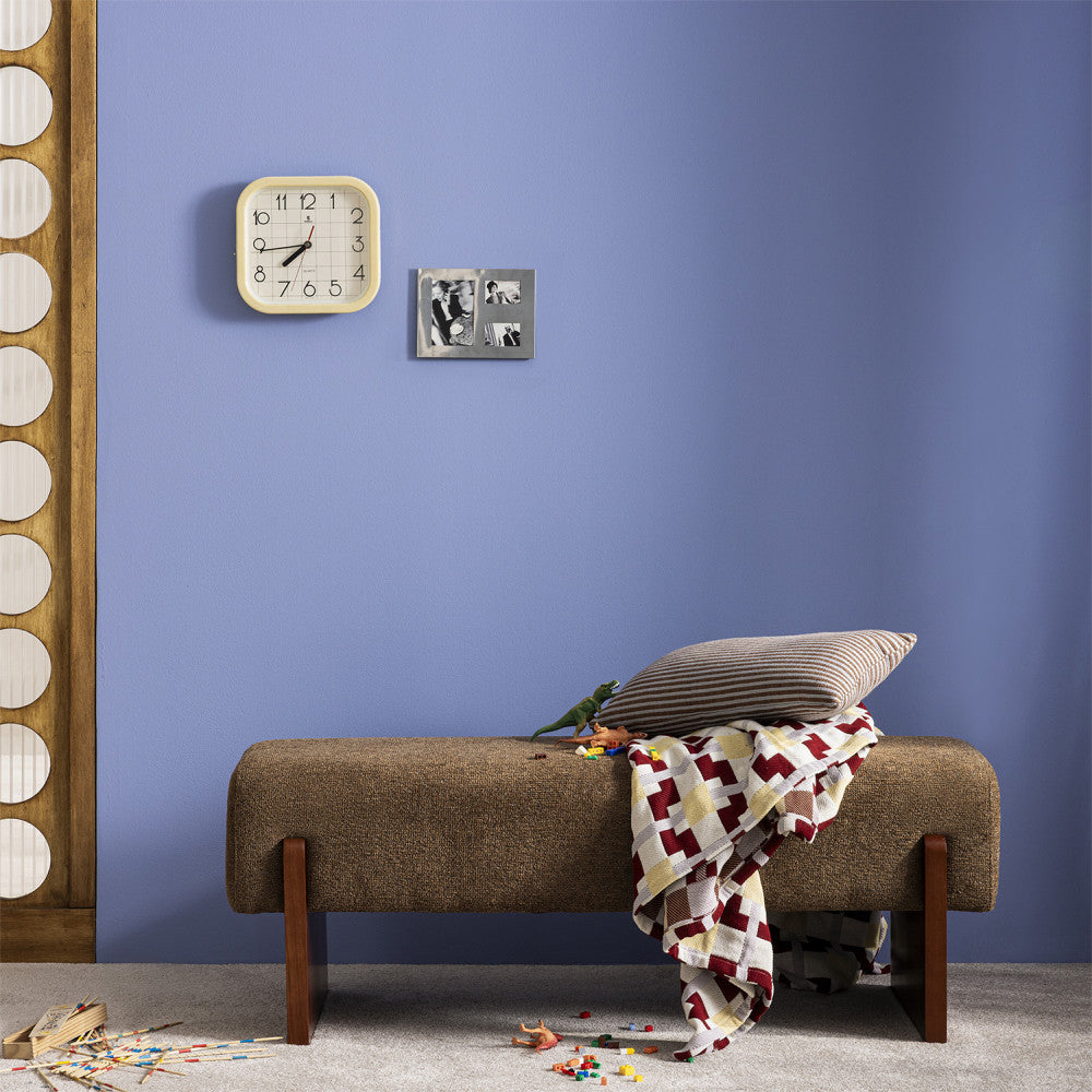 Sally - Banc en tissu et bois - Marron chiné - 1