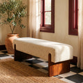 Sally - Banc en tissu et bois - Beige - 1