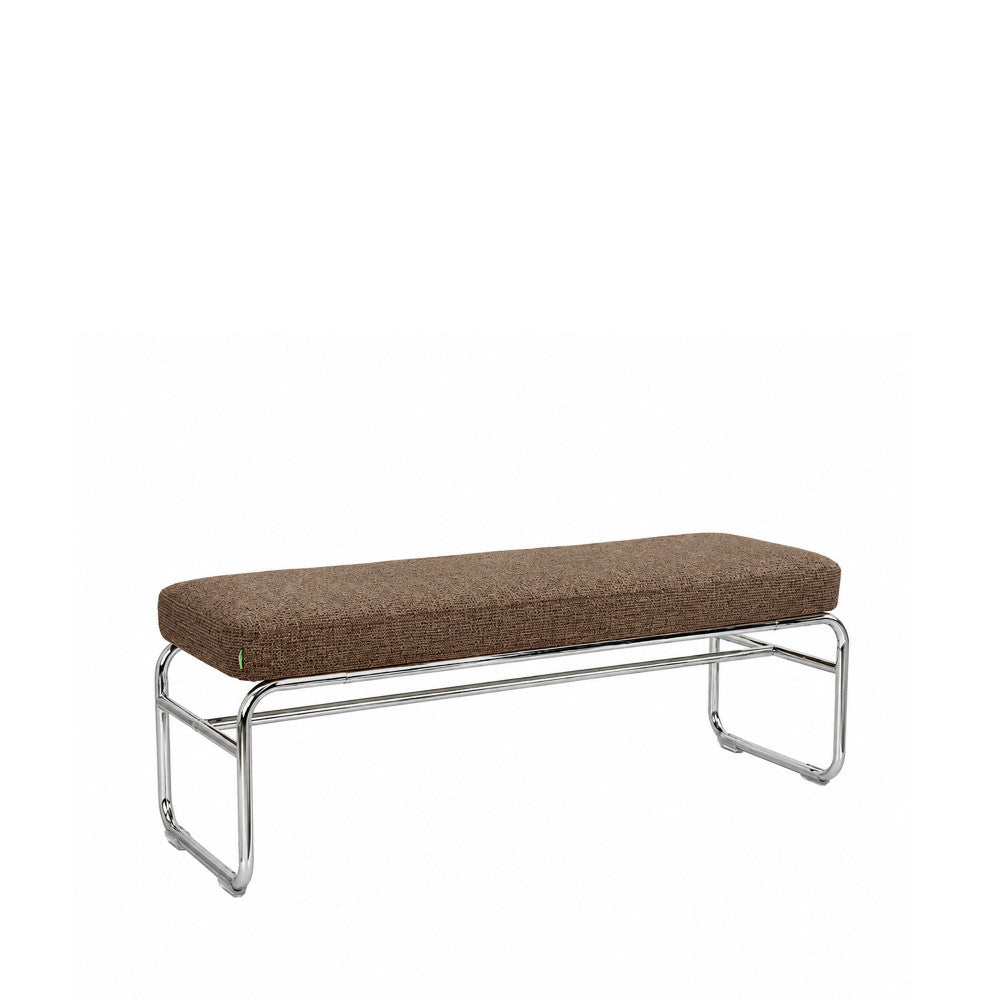 Henri - Banc en tissu pieds chrome L120cm - Marron - 2