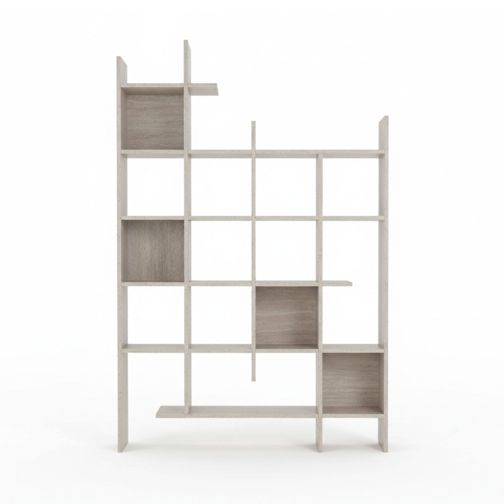 Mako - Bibliothèque effet travertin H188cm - Beige - 2