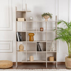 Mako - Bibliothèque effet travertin H188cm - Beige - 1