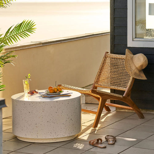 Bonnie - Table basse ronde en effet terrazzo ø70cm - Beige - 1