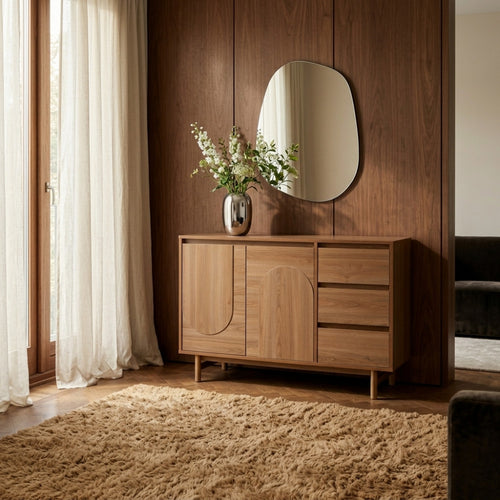 Abby - Buffet 2 portes 3 tiroirs en bois L110cm - Bois foncé - 1