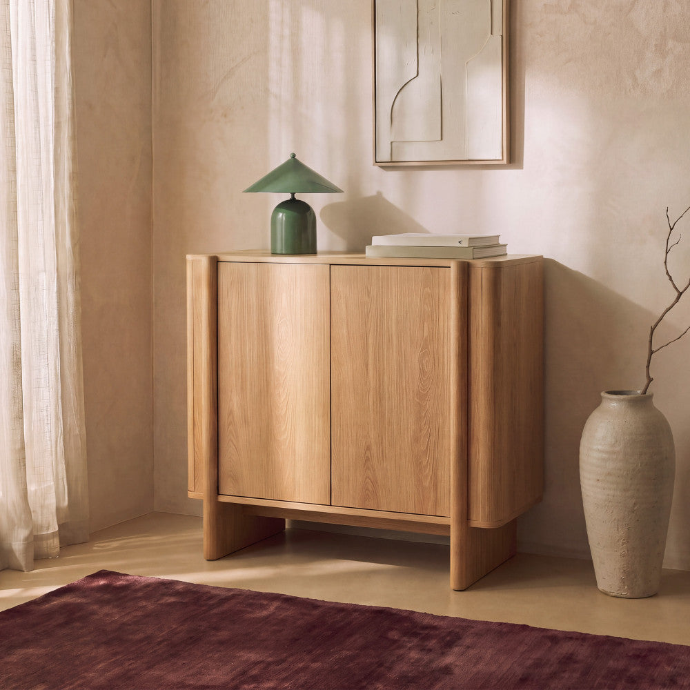 Oli - Buffet 2 portes en bois L 80 cm - Bois clair - 1