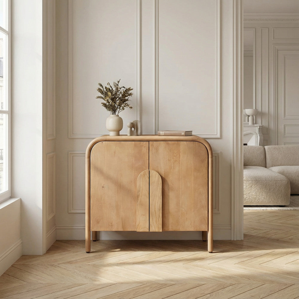 Bali - Buffet 2 portes en bois massif L90cm - Bois clair - 1