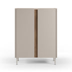 Boxy - Buffet 2 portes en bois et métal H120cm - Beige - 2