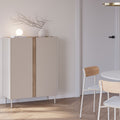 Boxy - Buffet 2 portes en bois et métal H120cm - Beige - 1