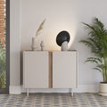 Boxy - Buffet 2 portes en bois et métal L100cm - Beige - 1