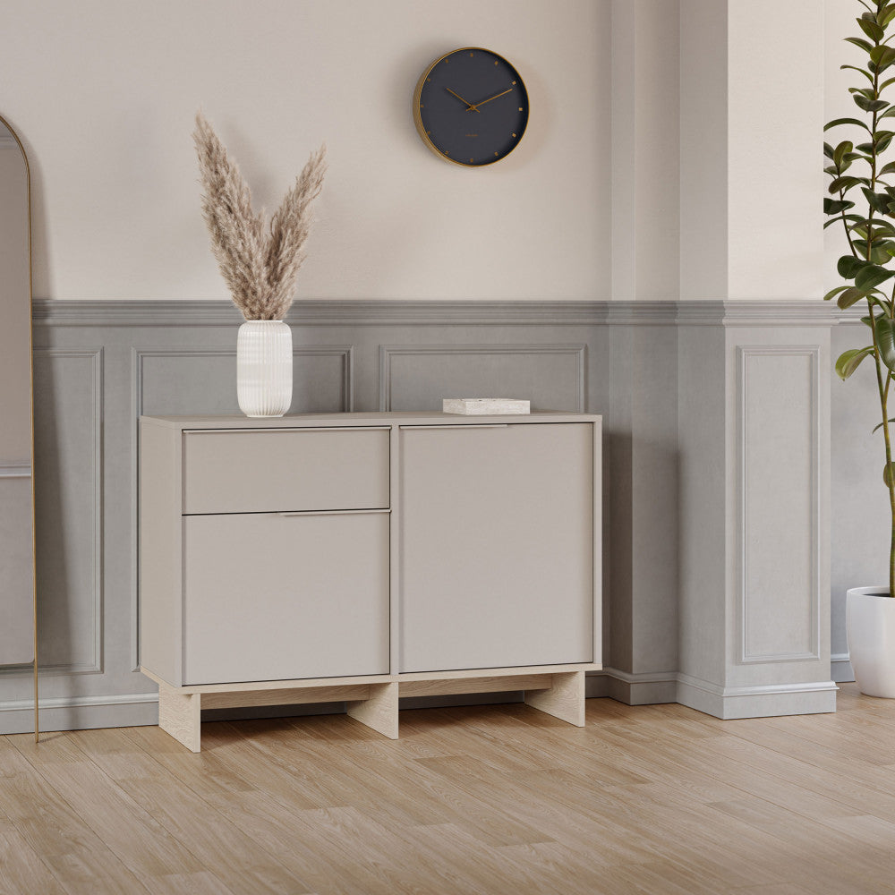 Harriet - Buffet 2 portes 1 tiroir en bois et métal L120cm - Beige - 1