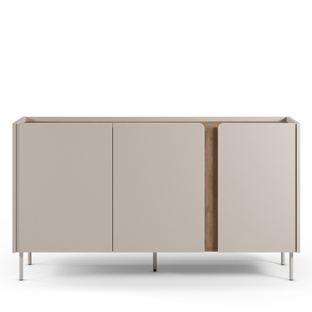 Boxy - Buffet 3 portes en bois et métal L150cm - Beige - 2