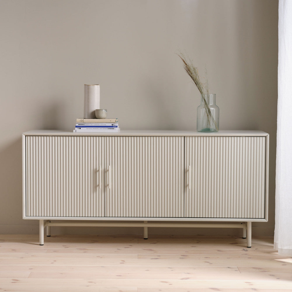 Jura - Buffet 3 portes en bois et métal L160cm - Grège - 1