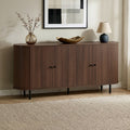 Pazar - Buffet 4 portes aux bords arrondis en bois L180cm - Bois foncé - 1