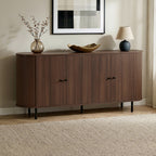 Pazar - Buffet 4 portes aux bords arrondis en bois L180cm - Bois foncé - 1