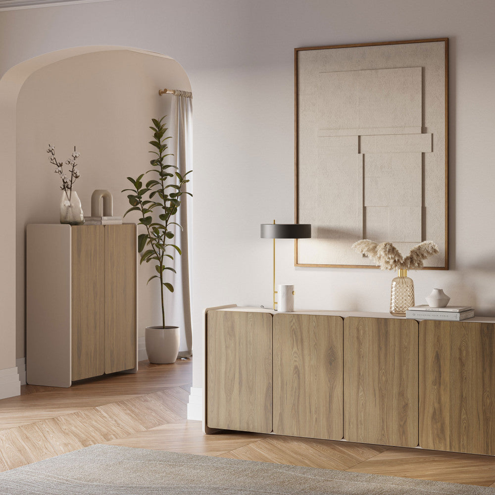 Enara - Buffet 4 portes en bois L180cm - Bois foncé - 1