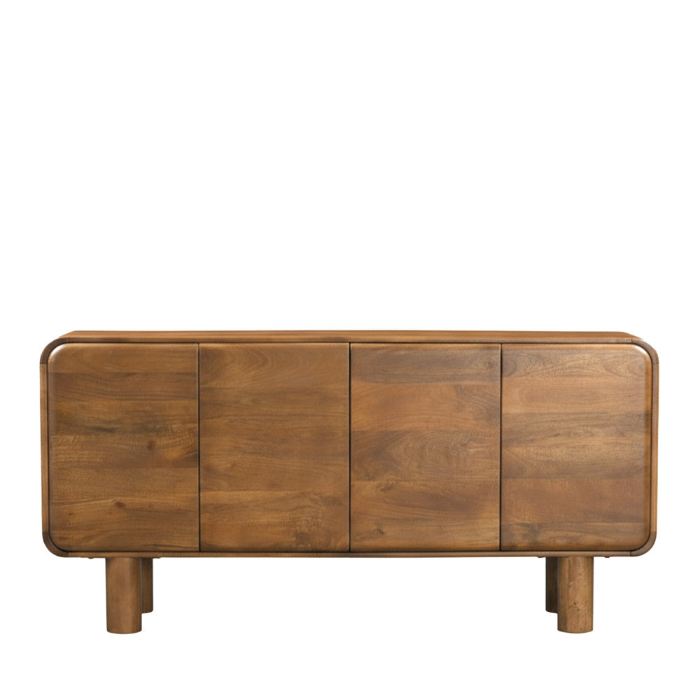 Sira - Buffet 4 portes en bois massif L160cm - Bois foncé - 2