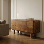 Sira - Buffet 4 portes en bois massif L160cm - Bois foncé - 1