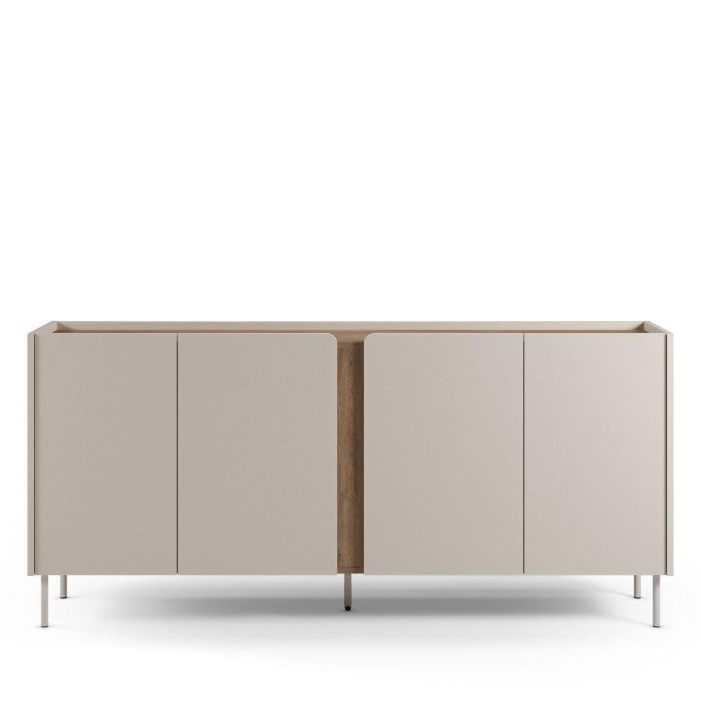 Boxy - Buffet 4 portes en bois et métal L180cm - Beige - 2