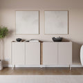 Boxy - Buffet 4 portes en bois et métal L180cm - Beige - 1