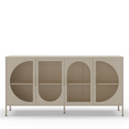 Zio - Buffet 4 portes en métal L160cm - Beige - 2
