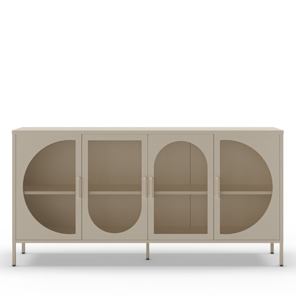 Zio - Buffet 4 portes en métal L160cm - Beige - 2