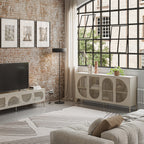 Zio - Buffet 4 portes en métal L160cm - Beige - 1