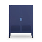 Adel - Buffet haut 2 portes en métal H 110 cm - Bleu - 2
