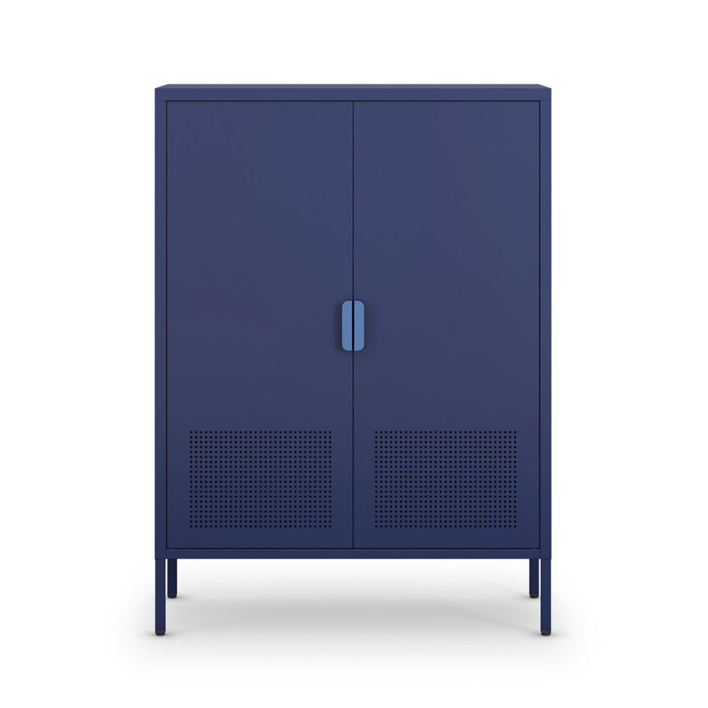 Adel - Buffet haut 2 portes en métal H 110 cm - Bleu - 2