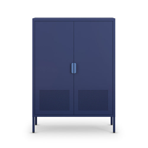 Adel - Buffet haut 2 portes en métal H 110 cm - Bleu - 2