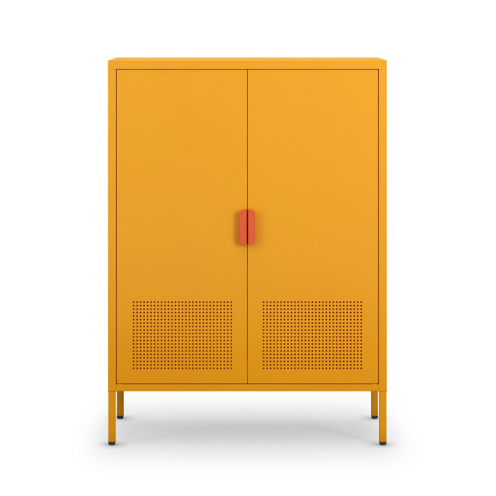 Adel - Buffet haut 2 portes en métal H 110 cm - Orange - 2