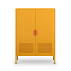 Adel - Buffet haut 2 portes en métal H 110 cm - Orange - 2
