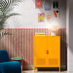 Adel - Buffet haut 2 portes en métal H 110 cm - Orange - 1